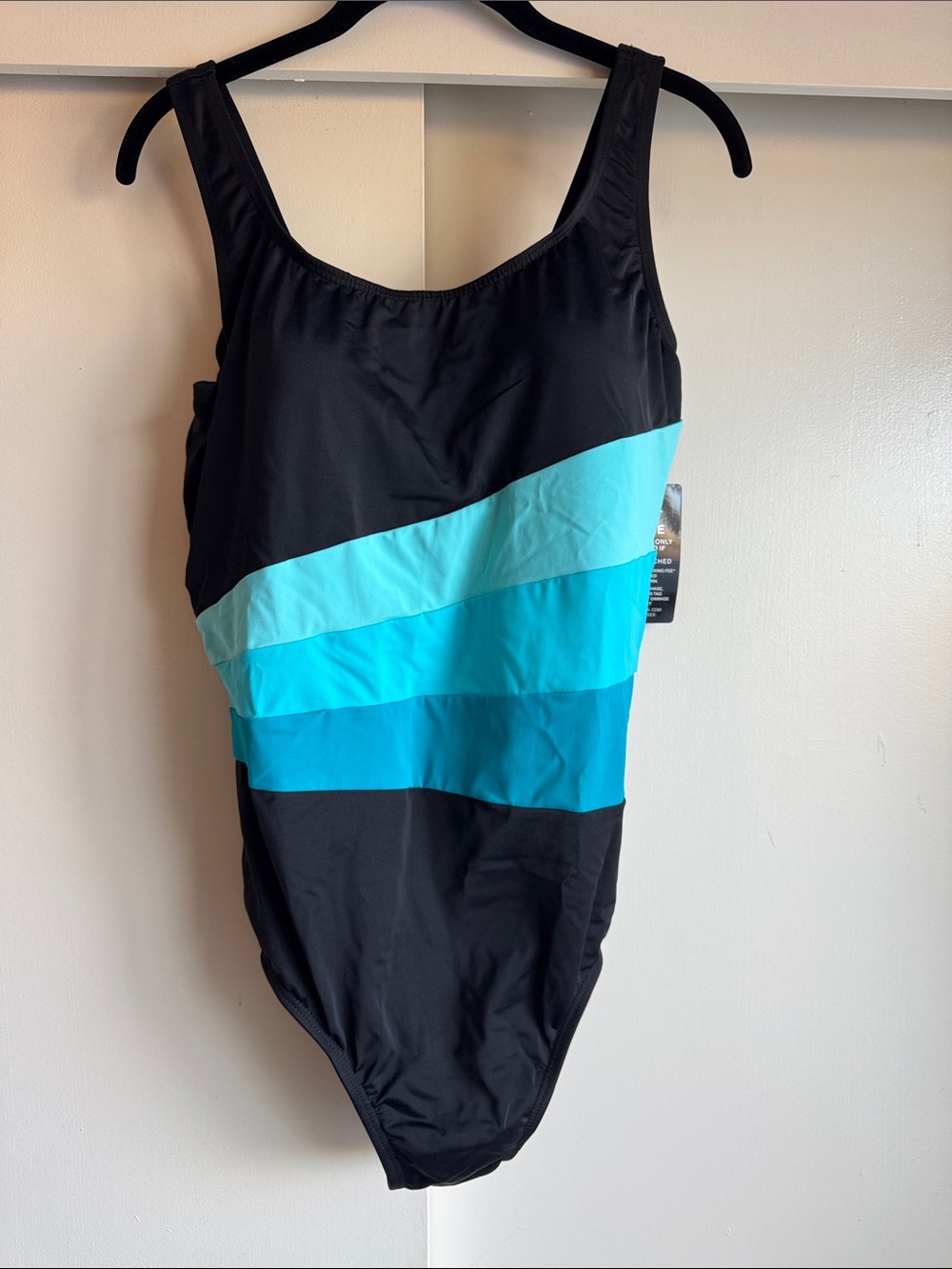 Swimsuits for all 365 black and turquoise size 18 NWT